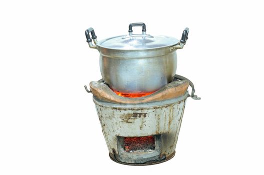 cooking stove with a pot on the white background