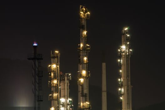 Oil refinery plant at dusk, power station