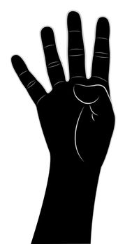 four fingers up, hand vector