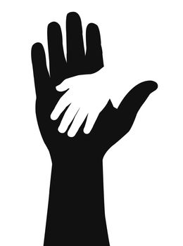 Helping hands. Vector illustration on black background