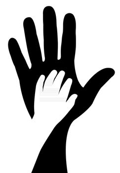 hand in hand silhouette vector