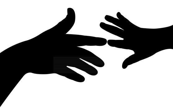 Vector illustration af two hands reaching for each other