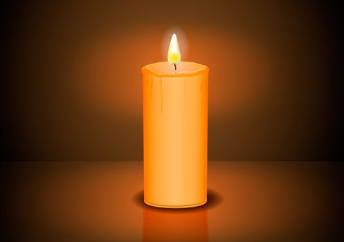 Closeup of burning candles on a dark background