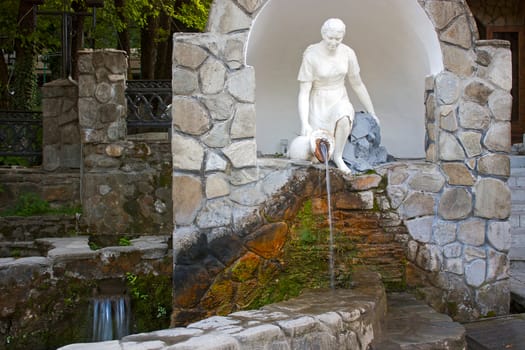 Sculptural composition and  water in  fountain, Krasnodar Region, Russia.