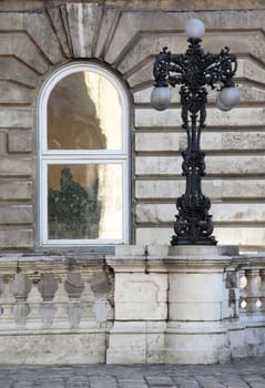 Hungary, Budapest, Buda Castle and window light.