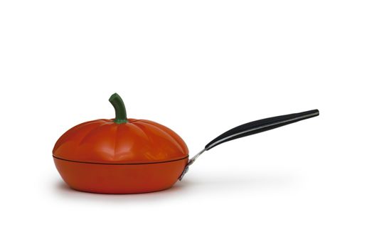 Orange frying pan isolated