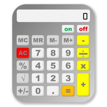 One colorful calculator isolated in white background