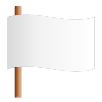Simple blank flag on a post in white background