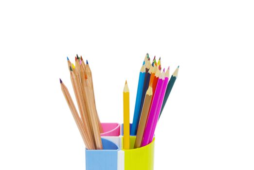 pencils in holder isolated on white 