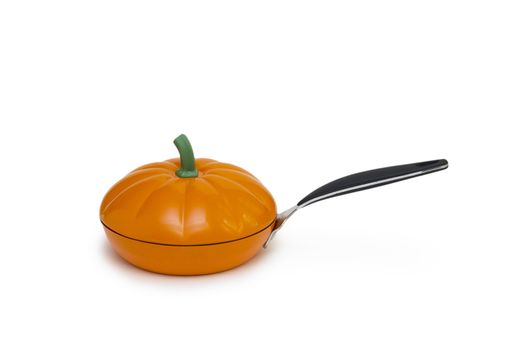 Orange frying pan isolated 