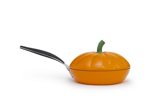 Orange frying pan isolated