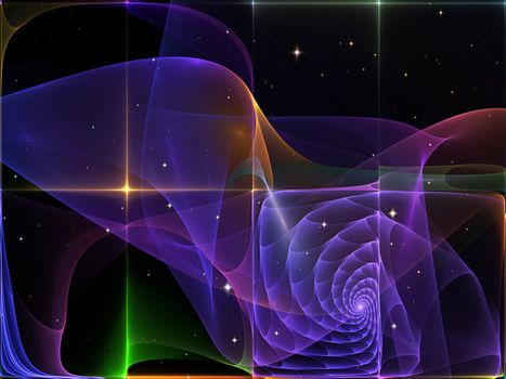 Geometry of Space series. Background design of conceptual grids, curves and fractal elements on the subject of physics, mathematics, technology, science and education