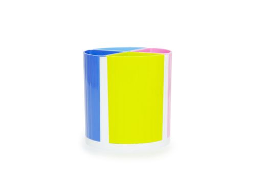 Colorful pencil holder isolated on white