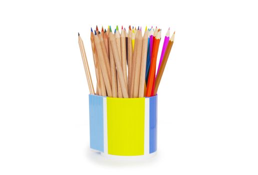 pencils in holder isolated on white background