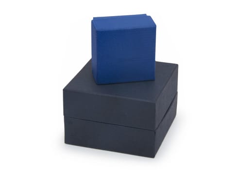 Black and blue boxes isolated on white 