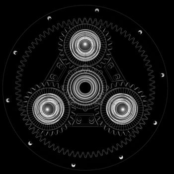 Gears and bearings. Wire-frame render on a black background