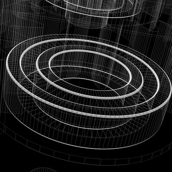 Bearings. Wire-frame render on a black background