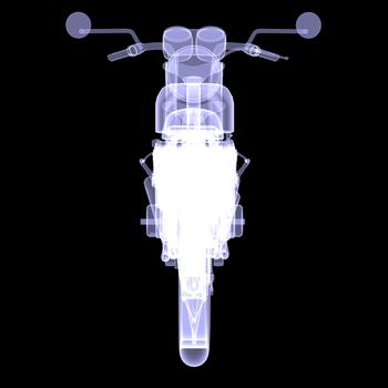 Motorcycle. X-Ray render isolated on black background