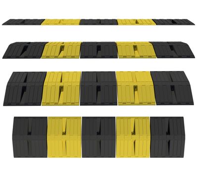 Plastic speed bumps. Isolated render on a white background