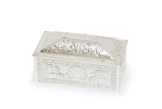 silver jewelry box isolated on white 