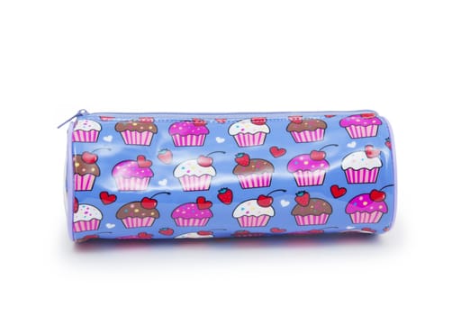 A pencil case isolated against a white background 