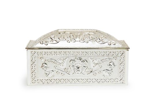 silver jewelry box isolated on white