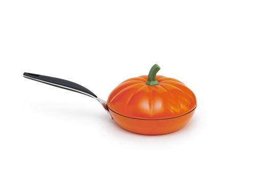 Orange frying pan isolated 