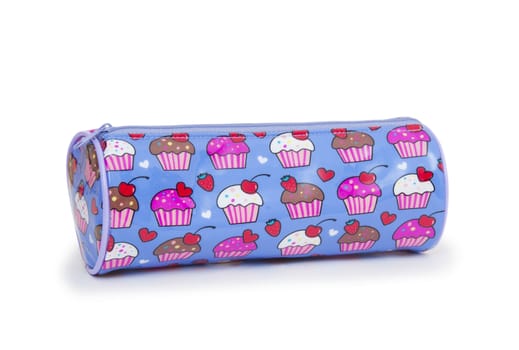 A pencil case isolated against a white background 