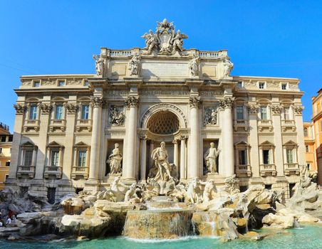 Famous Fountain di Trevi in the sunshine day. Rome, Italy