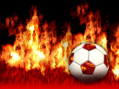 Burning soccer ball on black background