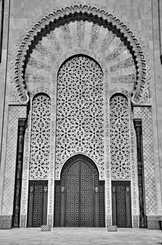 Gates of the The Hassan II Mosque, located in Casablanca is the largest mosque in Morocco and the third largest mosque in the world