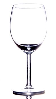 Empty vine glass on white