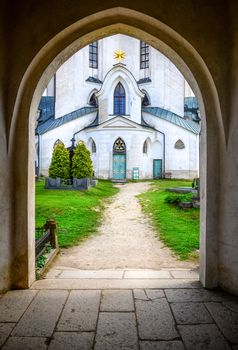 Entrance to St. John Nepomuk church, Moravia, Czech Republic