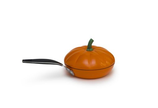 Orange frying pan isolated