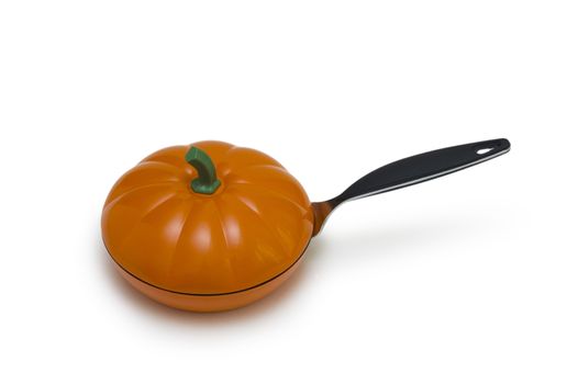 Orange frying pan isolated