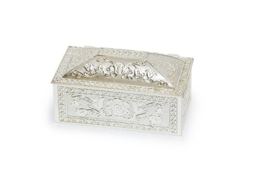 silver jewelry box isolated on white 