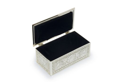silver  jewelry box isolated on white 
