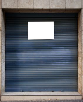 old painted orange blinds with copi-space, striped background