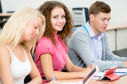 image of a young female students in the classroom, teaching at the University of