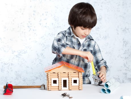 boy builder with tape-measure