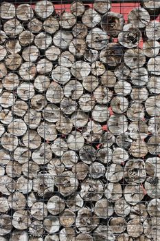 Pile of wood ready for winter texture background