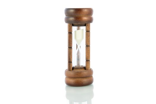 Wood hourglass countdown start isolate on white background