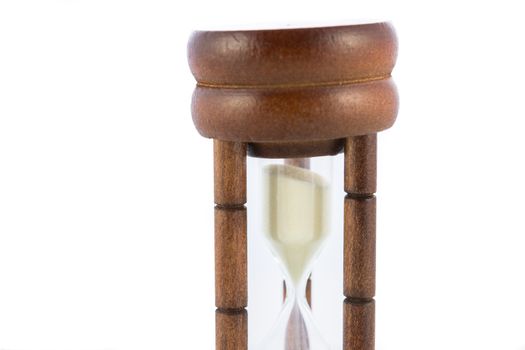 Wood hourglass countdown start isolate on white background