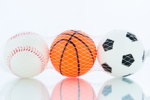 Sport balls, Baseball, football, basketball isolated on white background