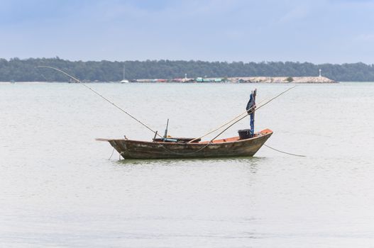 Small fishing boats in the sea of thailand
