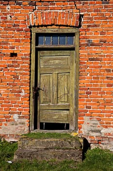 Old wooden door in old house