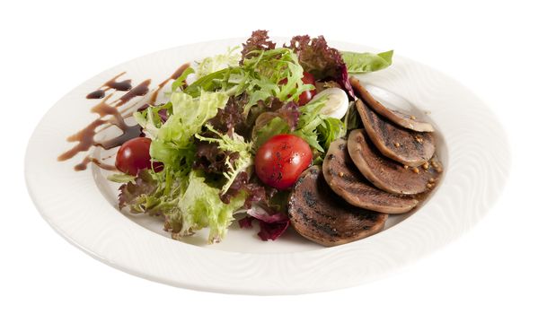 Tasty and beautiful food in a restaurant on a white background