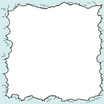 Hand drawn cloudy border with white copy space