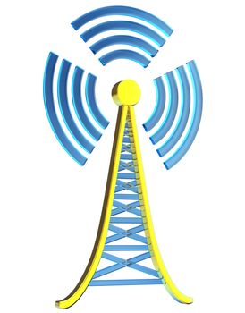 Powerful digital transmitter for TV, mobile and multimedia broadcast sends information signals from high tower