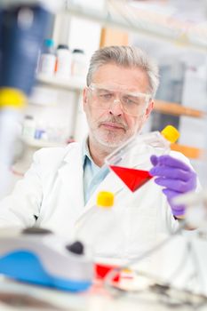 Life scientist researching in laboratory. Life sciences comprise fields of science that involve the scientific study of living organisms: microorganism, plant, animal and human cells, genes, DNA...